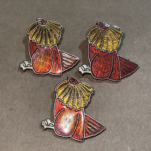 Vintage Tropical Bird Lapel Pin Bundle Set Lot x3 - Picture 4 of 6
